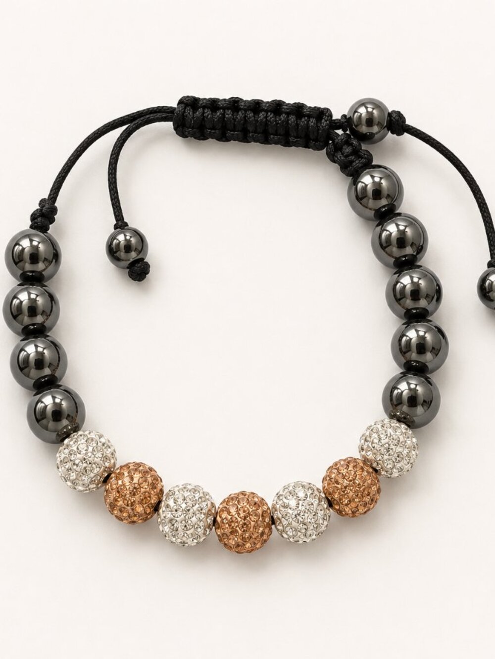 Adjustable Gunmetal Rose Gold Sparkle Shamballa Bracelet